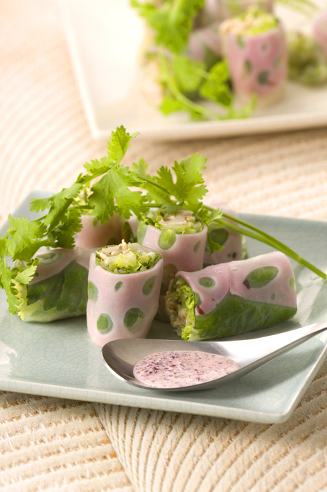 マルハ物産レシピ 梅酢れんこんの生春巻き