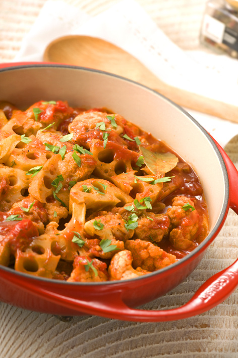 マルハ物産レシピ れんこんと冬野菜のトマト煮